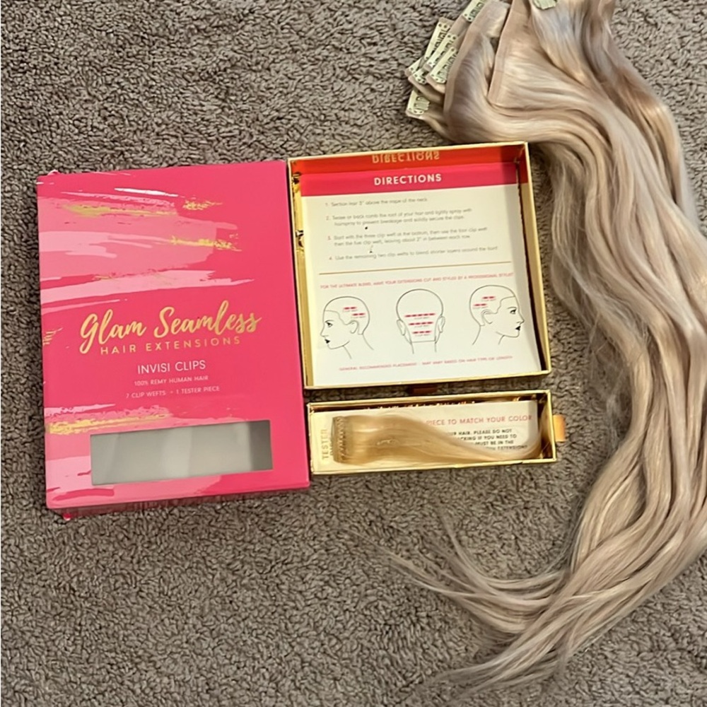 Glam seamless hair extensions invisi clips NEW